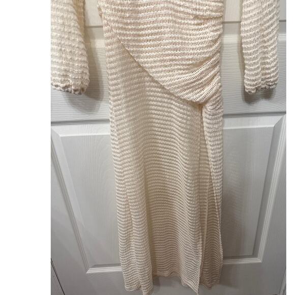 Fore Fly Me Out Cream Plunging Neckline Crochet Maxi Dress, S - Picture 5 of 10